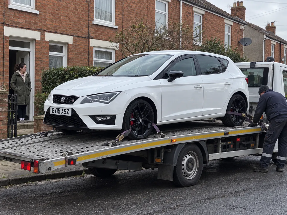 Emma's car on delivery day
